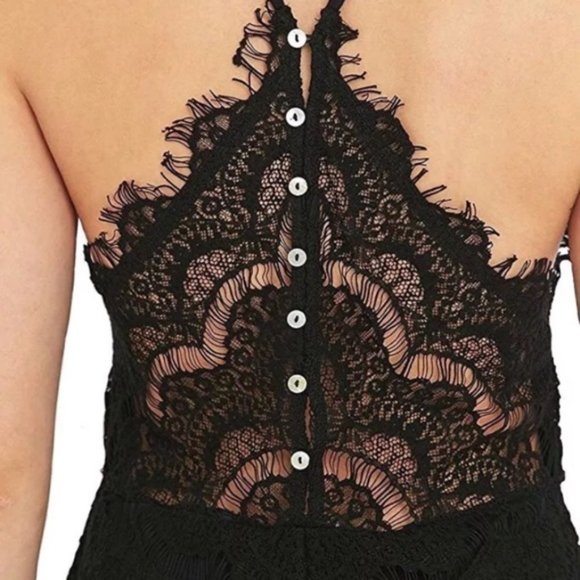 Free People Intimately Halter Lace Mini Dress Back Buttons Small - Picture 4 of 6
